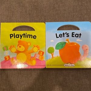 Lot Of 2 Baby’s Day Board Books - Playtime & Let’s Eat kids baby book babies
